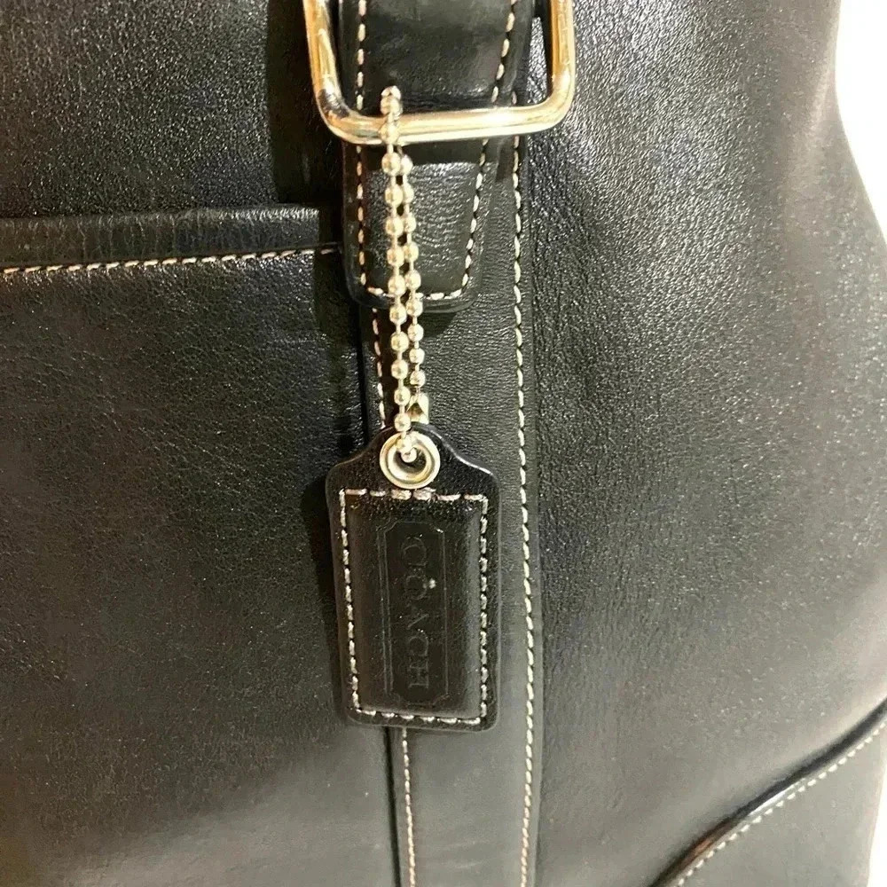 Coach vintage black leather satchel handbag - Picture 5 of 8